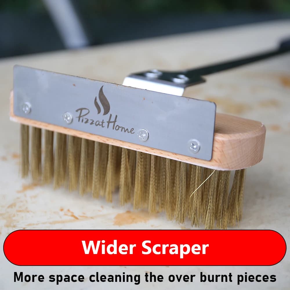 فرشاة تنظيف نحاسية لفرن البيتزا من شانغبيكسوان، مكشطة بمقبض من الفولاذ المقاوم للصدأ، فرشاة تنظيف نحاسية للشواية المنزلية، ملحقات الفرن - 6
