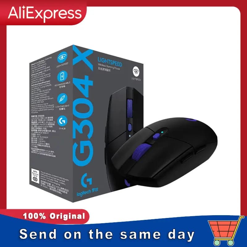 Logitech G304X Lightspeed Wireless Mouse 57g Lightweight Dual Mode Macro 6 Buttons Hero 25K Sensor 25600 DPI Optical Gamer Mouse