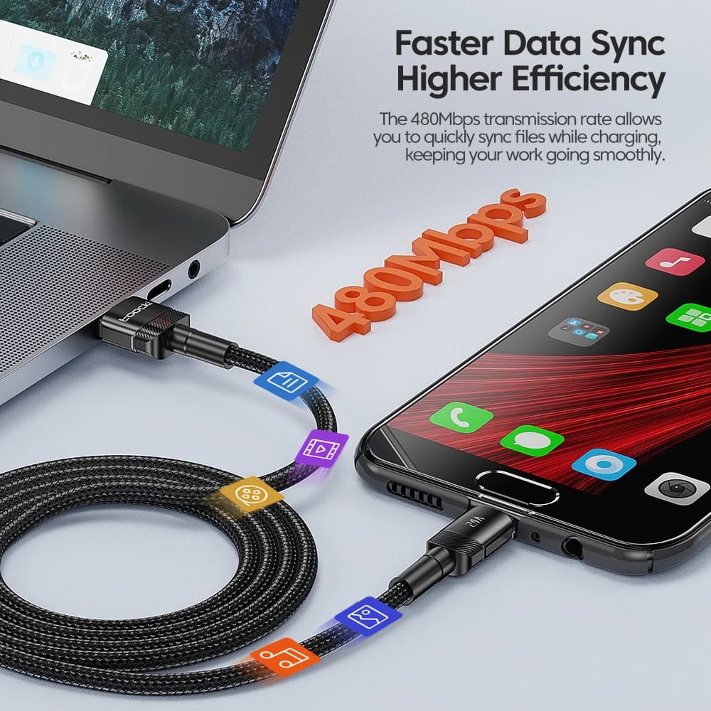 Toocki 2.4A Micro USB Cable Fast Quick Charger USB Cable For Xiaomi Redmi Huawei Realme USB to Micro USB Cord Fast Charging Wire - 6
