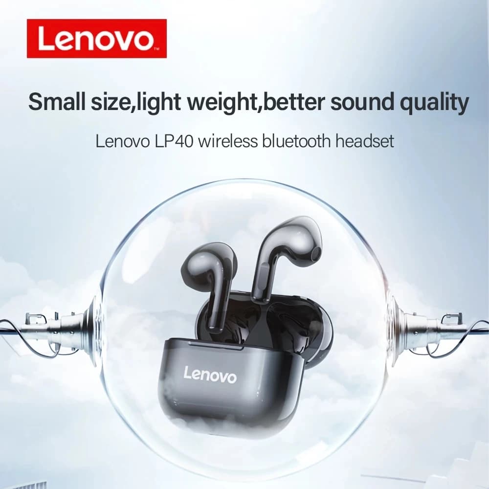 5 قطع سماعات Lenovo LP40 لاسلكية TWS بلوتوث، تحكم باللمس، سماعات رياضية ستيريو للهواتف الأندرويد - 5