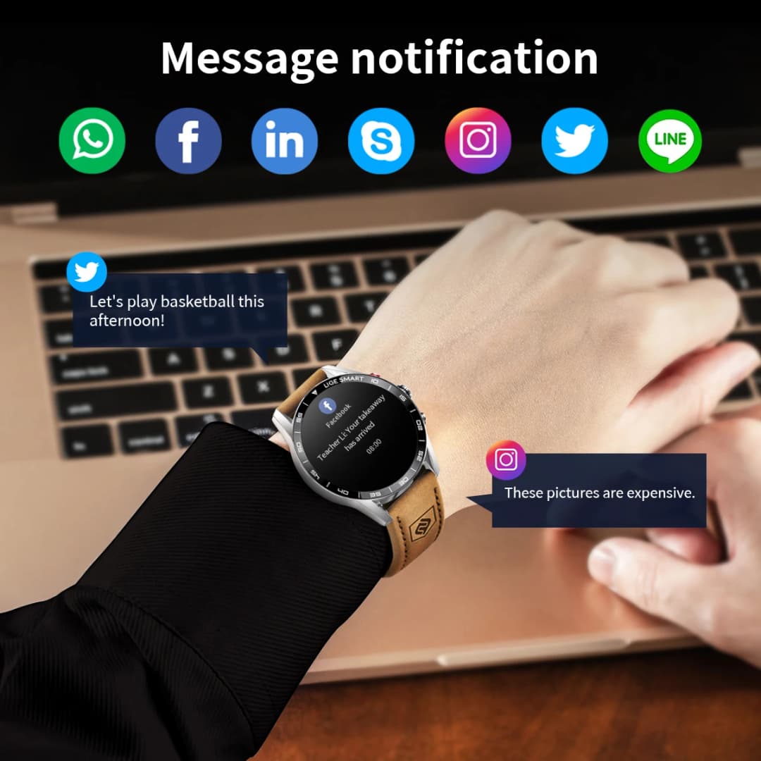 ساعة ذكية LIGE عسكرية متينة جديدة 2024 للرجال، شاشة AMOLED HD، مراقبة معدل ضربات القلب، مكالمات بلوتوث، مقاومة للماء، ساعة خارجية - 4