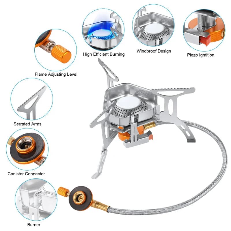 3500W Camping Gas Stove Windproof Outdoor Gas Burner Portable Folding Split Tourist Equipment For Cooking Hiking - 4
