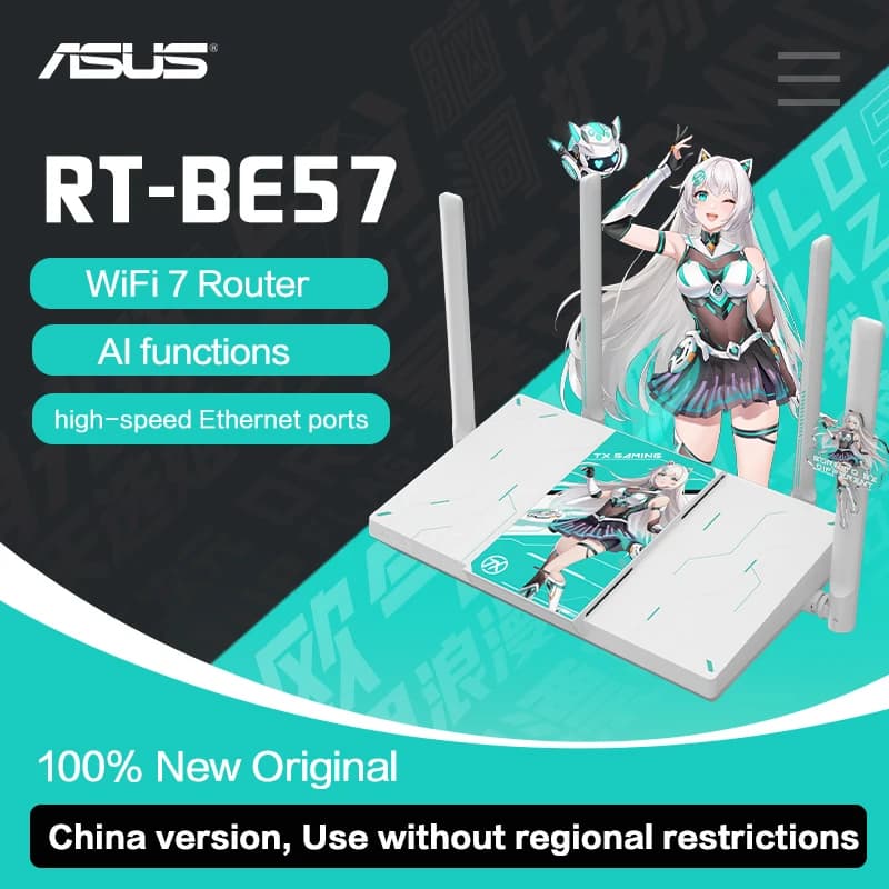 راوتر ASUS RT-BE57 TUF Gaming WiFi7 بمنفذ 2.5G وتسريع لاسلكي للألعاب ومتوافق مع AiMesh وBE3600 وراوتر واي فاي 7 و5G