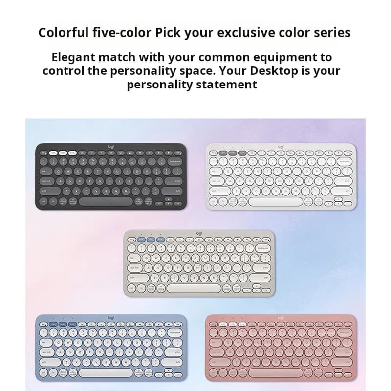 لوحة مفاتيح Logitech PEBBLE KEYS 2 K390 لاسلكية، رقيقة ومحمولة، بلوتوث، مناسبة للمكتب والكمبيوتر المحمول والسطح المكتب - 5