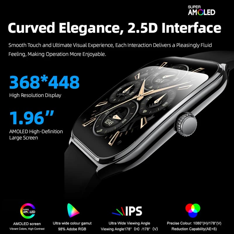New For OPPO Ultra Thin Smart Watch Men AMOLED HD Screen Always Show Time Heart Rate Bluetooth Call Sports Waterproof Smartwatch - 3