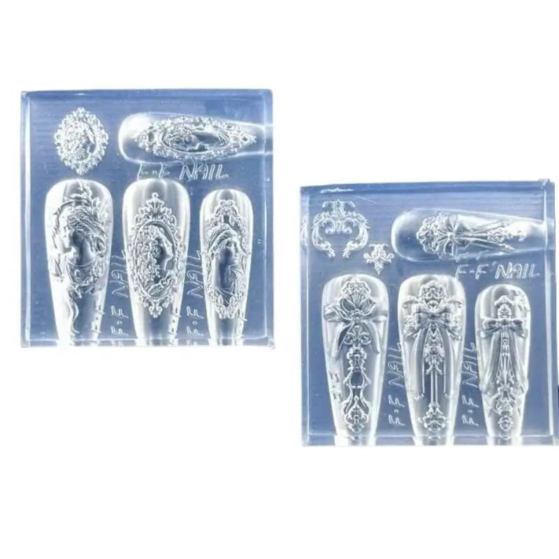 إطار صور أفاتار قالب أظافر سيليكون ثلاثي الأبعاد، تصميم فيونكة على الطراز الأوروبي، قالب مانيكير وأداة تزيين فن الأظافر - 5
