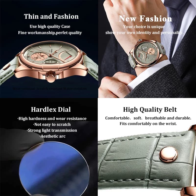 POEDAGAR Luxury Business Men's Quartz Wristwatch Waterproof Luminous Date Leather Man Watch Fashion Watches For Men Reloj Hombre - 4