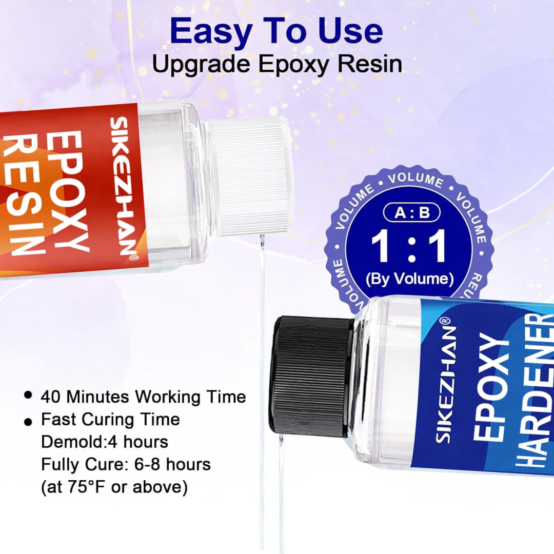 Clear Epoxy Resin AB Glue Hardener Adhesive Kit Super Glue Crystal High Adhesive for DIY Jewelry Crafts Casting Quick Curing - 6