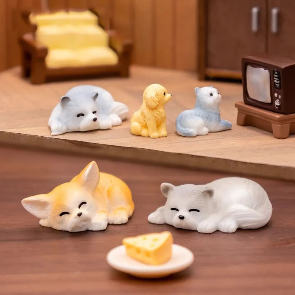 New Cute Cartoon Puppy Statue DIY Crafts Car Ornament Mini Animals Figurine Resin Home Decorations Miniature Dog Figurines - 5