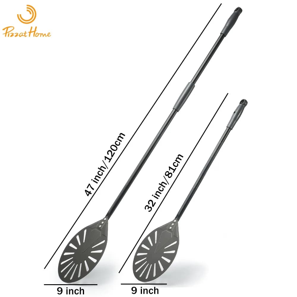 PizzAtHome 9 Inch Pizza Peel 47 inch Long Handle Pizza Turning Peel 9 Inch Pizza Shovel Laser Logo Pizza Oven Accessories - 6