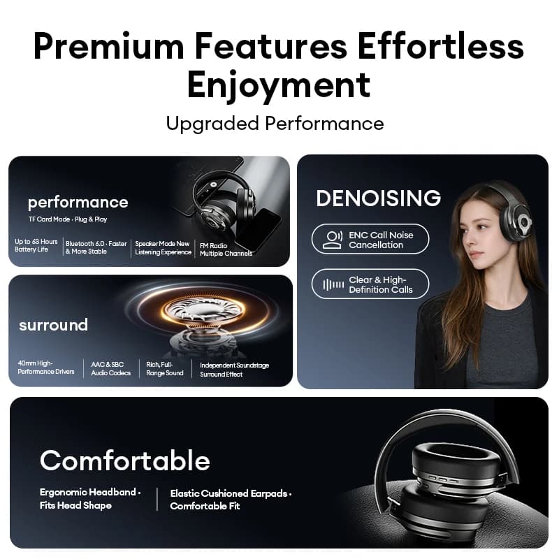 Lenovo Original Bluetooth Earphones Over-ear Foldable Computer Wireless Headphones Noise Cancellation HIFI Stereo Gaming Headset - 4