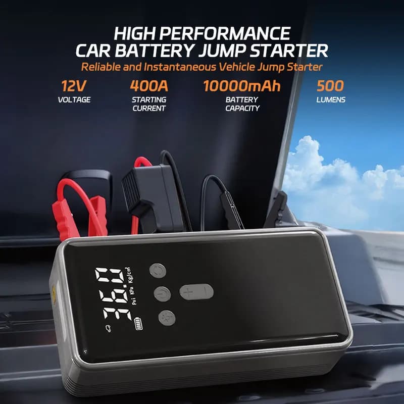 منفاخ سيارة جديد 30000mAh، بنك طاقة محمول، مضخة هواء 150PSI، جهاز بدء تشغيل الطوارئ 12V للسيارة - 4