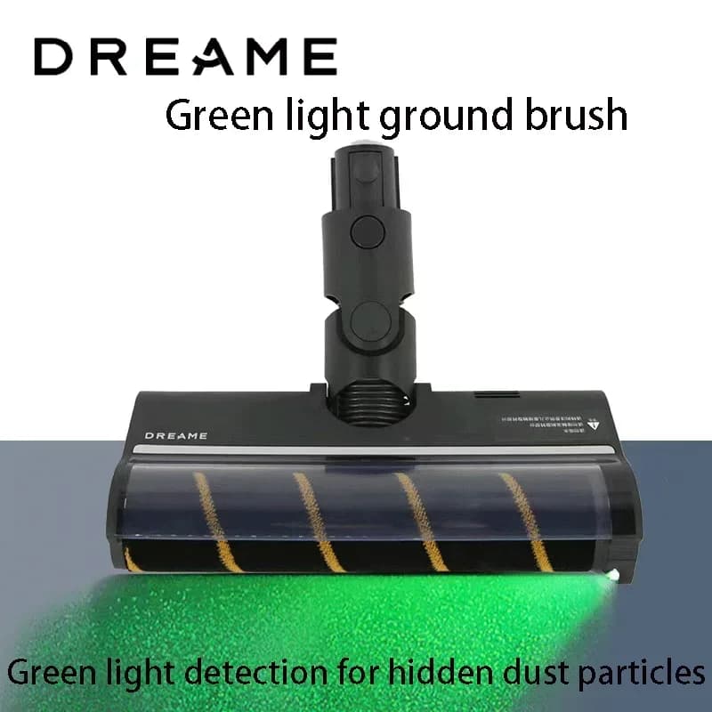 فرشاة دوارة مع إضاءة LED خضراء ورأس فرشاة أرضية ناعمة من المخمل لتنظيف الغبار، متوافقة مع مكنسة Dreame V16S V12S V11 V12 T10 T20 T30 T20pro T30NEO V16 V12pro