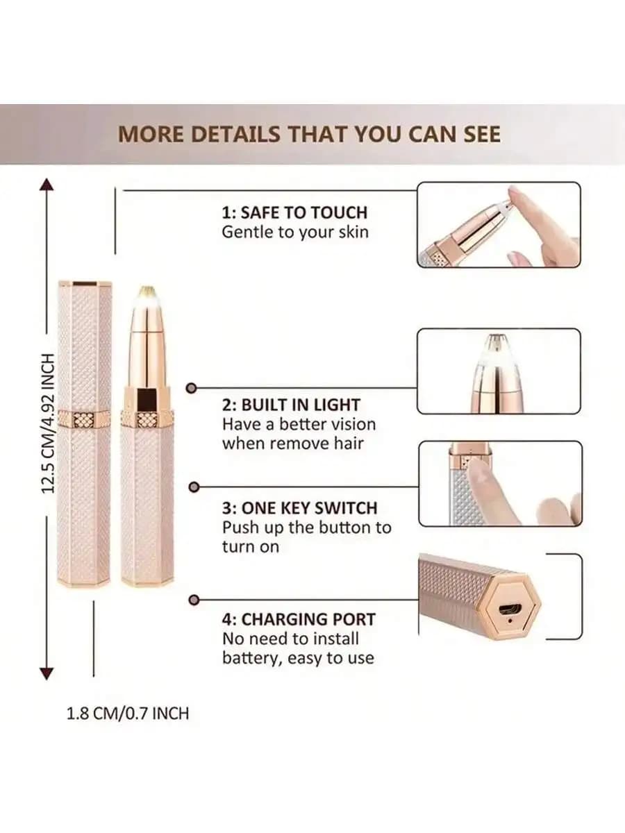 Electric Hair Removel Shaver For Women Eyebrow Trimmer Epilator Electric Painless Hair Remover Machine Body Facial Battery capac - 3
