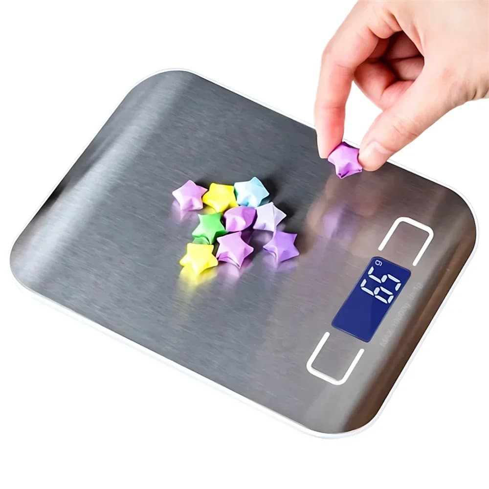 ميزان مطبخ رقمي 5 كجم/1 جرام LED من الفولاذ المقاوم للصدأ موازين إلكترونية عالية الدقة مجوهرات منزلية أدوات خبز وزن الطعام - 6