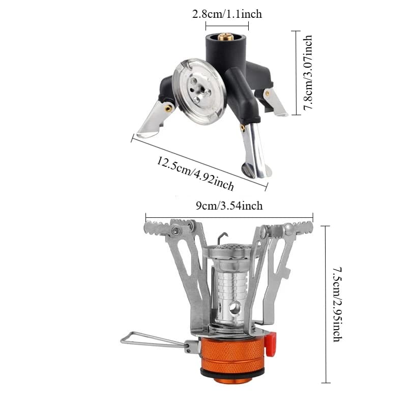 موقد غاز صغير قابل للطي خفيف الوزن من سبيكة للأنشطة الخارجية، مثالي للتخييم والنزهات، مع فرن غاز محمول للطهي في الهواء الطلق - 6