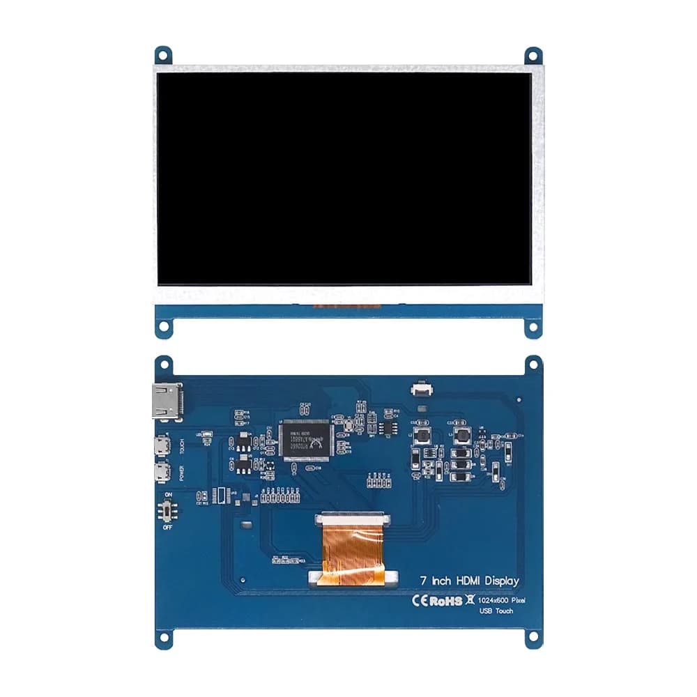 شاشة 7 بوصة لراسبيري باي 4/3/2/B/B+/A+ بدقة 1024x600 IPS مع شاشة لمس سعوية 5 نقاط مع عرض HDMI مجاني لنظام ويندوز 7/8/10 - 3