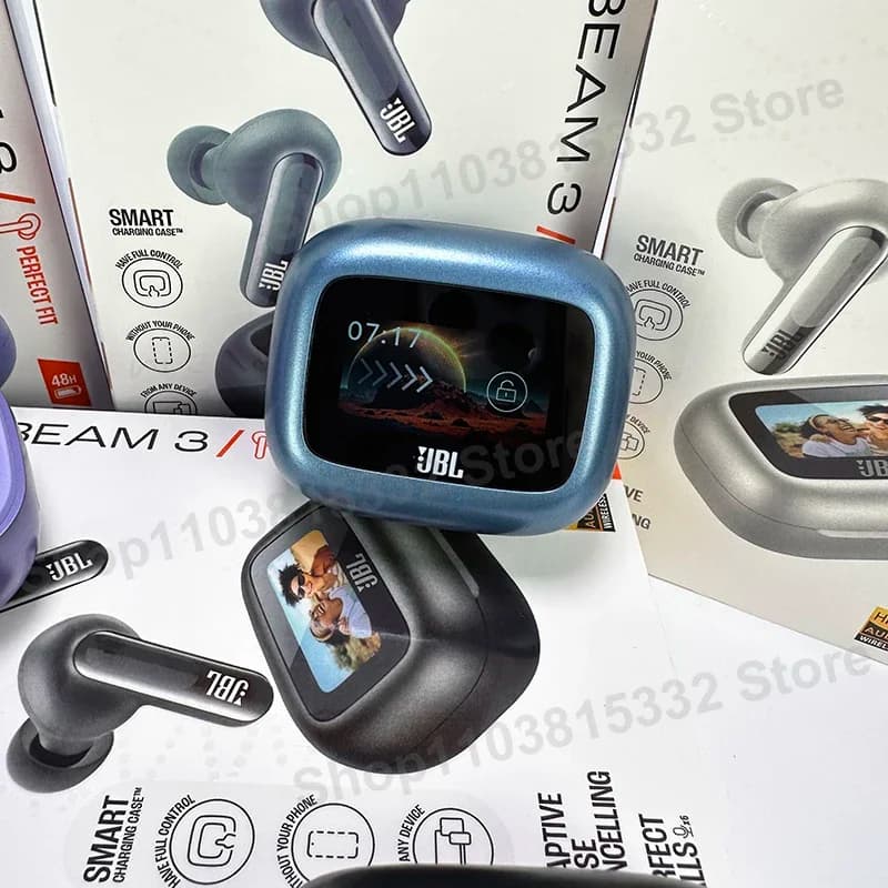 سماعات JBL Live Beam 3 الأصلية بلوتوث لاسلكية حقيقية مع صندوق عرض ذكي LED سماعات رأس عازلة للضوضاء Beam3 - 5
