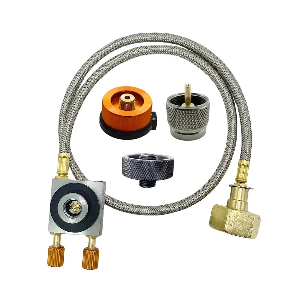 محول أوروبي لملء اسطوانات الغاز مع صمام تخفيف الضغط لمواقد التخييم