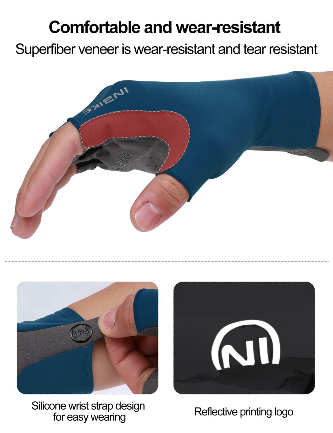 INBIKE Cycling Gloves Summer MTB Bike Gloves for Men Biking Gloves Gel Padded Half Finger Road Bike Bicycle Gloves Accessories - 4