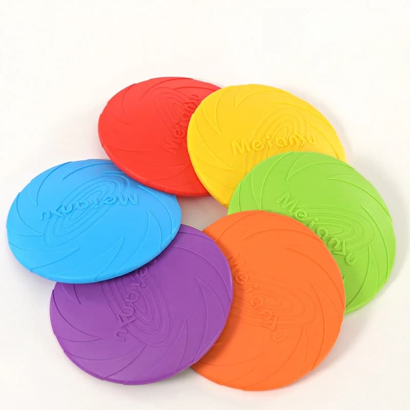 Dog Toys Silicone Flying Disc Fashion Multicolor Resistant Chew Toys Puppy Outdoor Game Trainning Interactive Supplies - 6