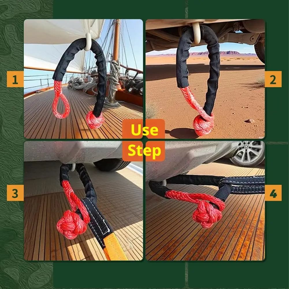 55000lbs Winch RopeSynthetic Soft Shackle Recovery Set Rugged Shackles With Protective Sleeve for Truck Vehicle Recovery - 5