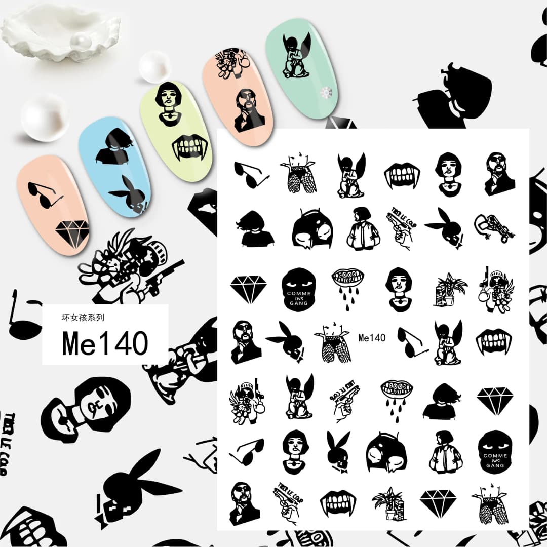 أسود عيد الحب الكبار الجنس ملصقات الأظافر مسمار الفن الديكور 3D القلب مثير النساء مسمار الفن ملصقات مستلزمات الأظافر المتزلجون - 5