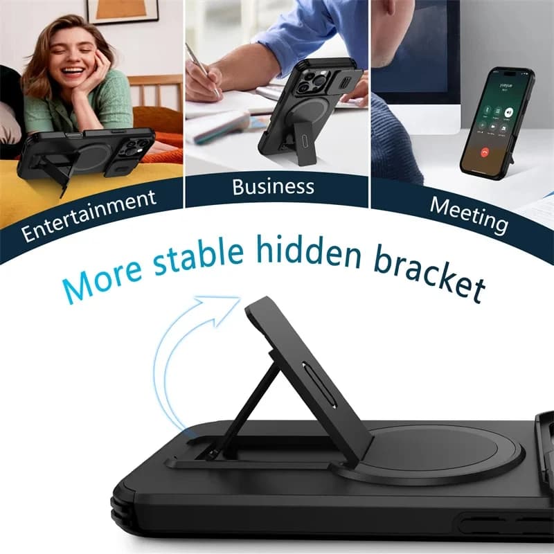 غطاء حماية عدسة الكاميرا لهاتف iPhone 16 و15 و14 و13 Pro Max و14Plus و15Plus و16Plus و16e و16 و15 و14 Pro و17، غطاء مع حامل مغناطيسي - 4