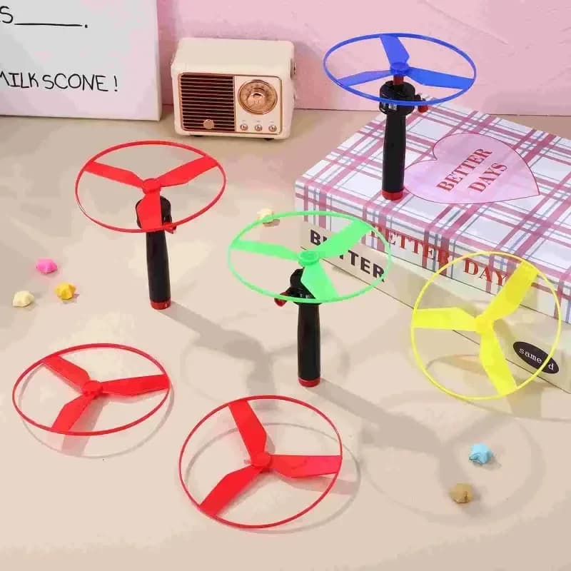 1pc Kids Pull String Flying Disc Propeller Helicopter Outdoor Toys Fun Game Sports Flying Spin Top Development Toy for Children