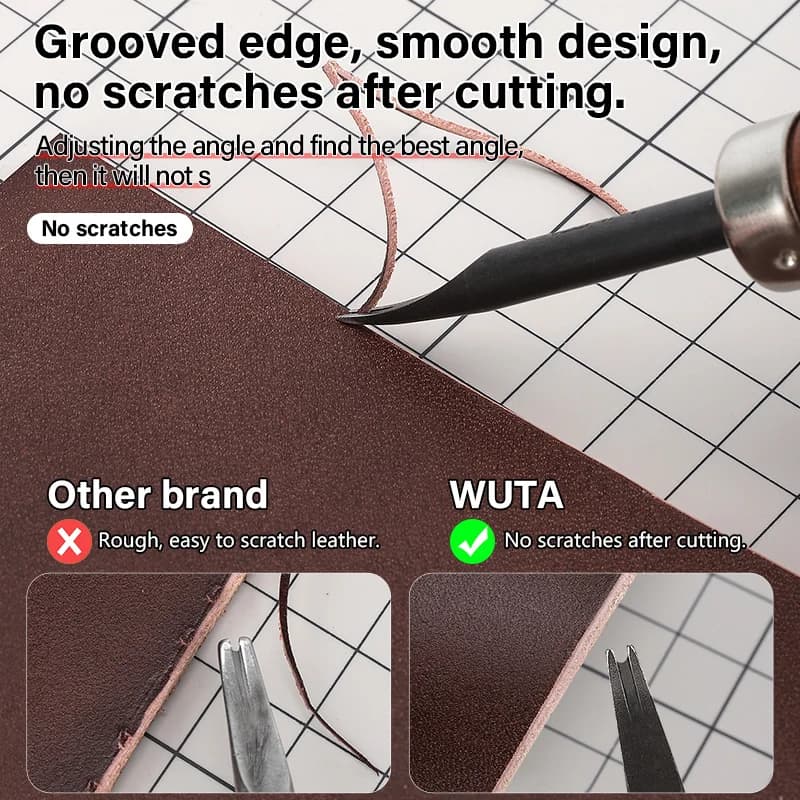 WUTA Sharp Leather Edge Beveler Edge Skiving Polishing Leather Tools DIY Belt Maker High Carbon Steel Leather Craft Beveller - 2