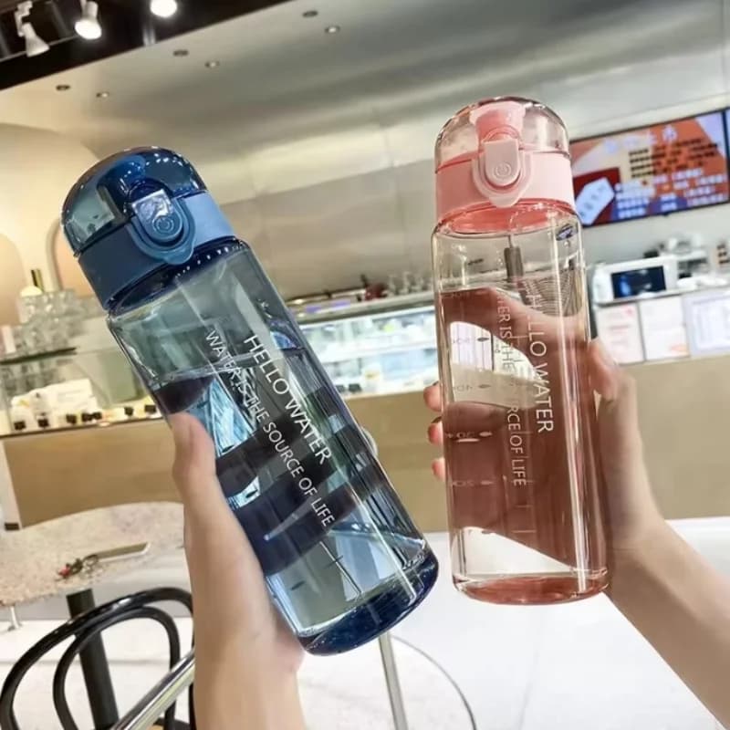 زجاجة مياه شفافة سعة 780 مل، كوب رياضي محمول للسفر ومضاد للتسرب للشرب، كوب زجاجة بلوري للياقة البدنية في صالة الألعاب الرياضية والمدرسة الخارجية - 2