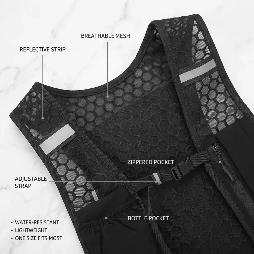 Lightweight Ergonomic Running Hydration Vest, Reflective Water Bottle Backpack for Cycling Walking Kayaking Outdoor Sports - 5
