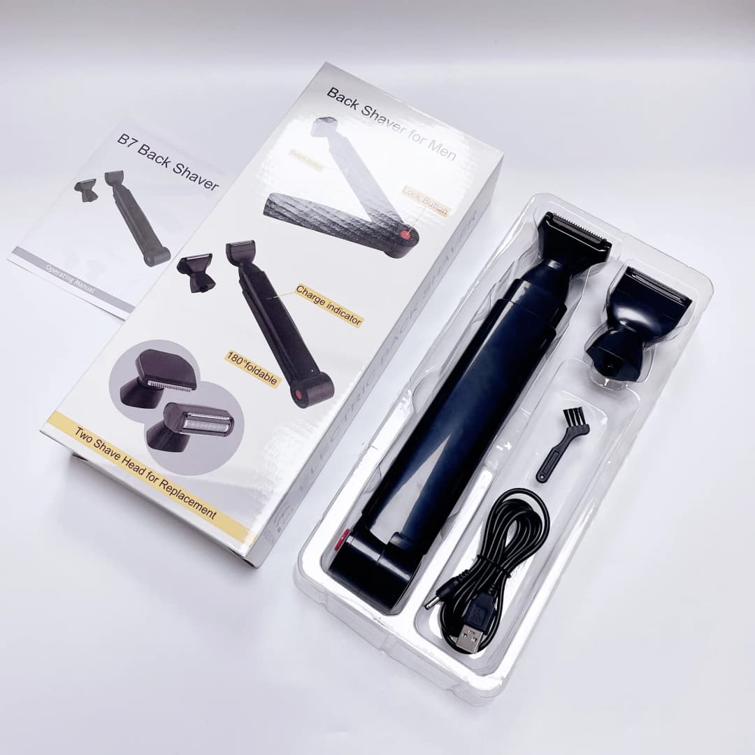 Electric Back Shaver 2 In 1 Facial Hair Trimmer Razor Rechargeable Foldable Handle Back Hair Removal Men Body Groomer - 5