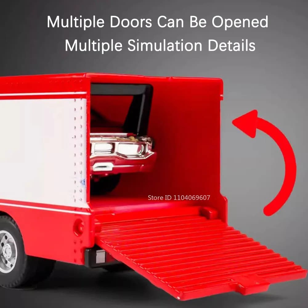 1:64 Scale Container Truck Miniature Model Toy Cars Metal Diecast Trailer with Pull Back Transport Vehicle Toys for Kids Gifts - 3