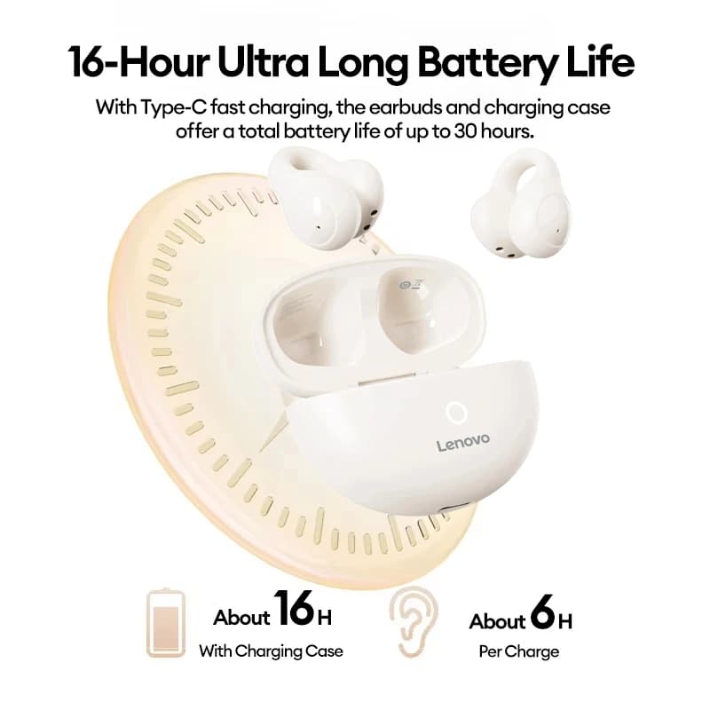 جديد لينوفو LP25 OWS سماعة لاسلكية تعمل بالبلوتوث الأذن كليب سماعات طويلة عمر البطارية سماعة الألعاب HIFI الصوت المحيطي سماعات الأذن مع هيئة التصنيع العسكري - 3