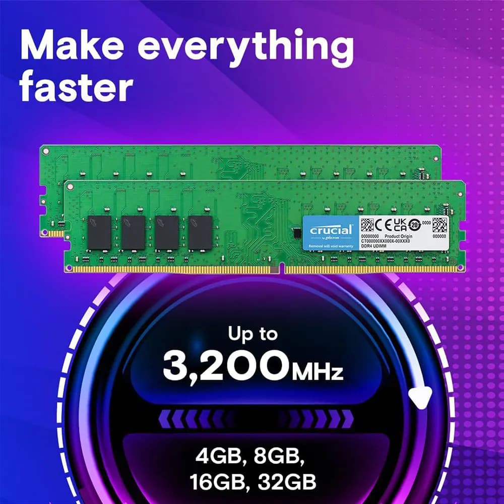 Crucial Memoria RAM DDR4 8GB 4GB 32GB 16GB 3200MHz 2133 2400 2666MHz PC4-19200 21300 288Pin Desktop Memory DIMM For Intel AMD - 2