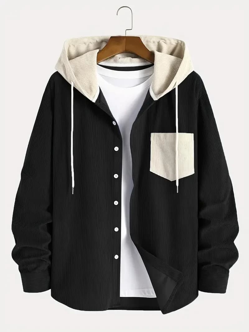 The 2025 new fashion trend spring and autumn corduroy hooded jacket is comfortable and casual for daily commuting for men