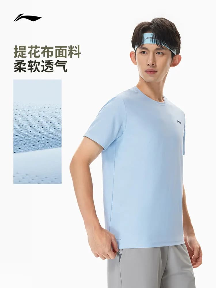 قميص رجالي سريع الجفاف من LI NING صيف 2026، تصميم جديد، قميص رياضي بأكمام قصيرة وياقة دائرية، مثالي للياقة البدنية والجري - 3