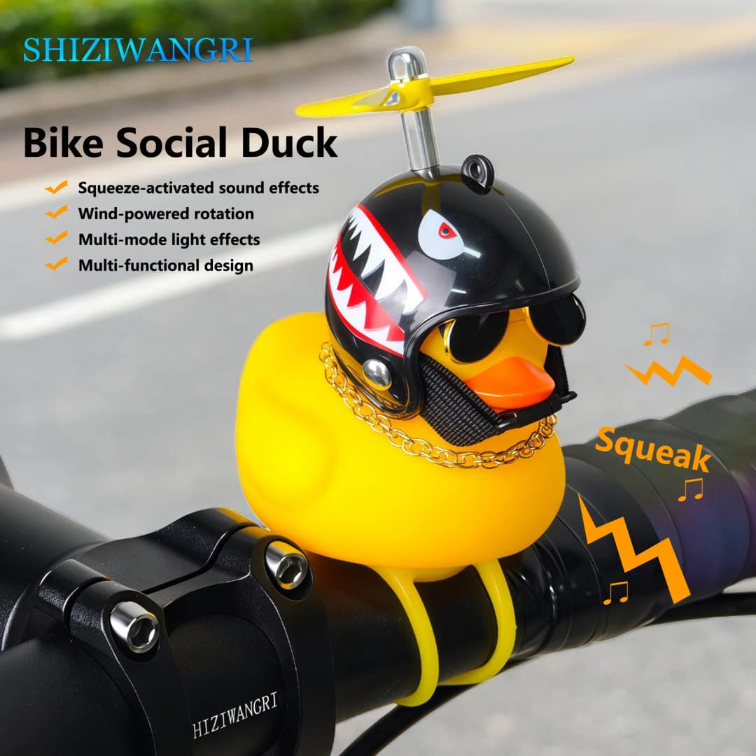Bells Bicycle Yellow Duck Cartoon Little Yellow Ducks Helmet Head Light Shining Duck Bicycle Bells Handlebar Bicycle Accessories