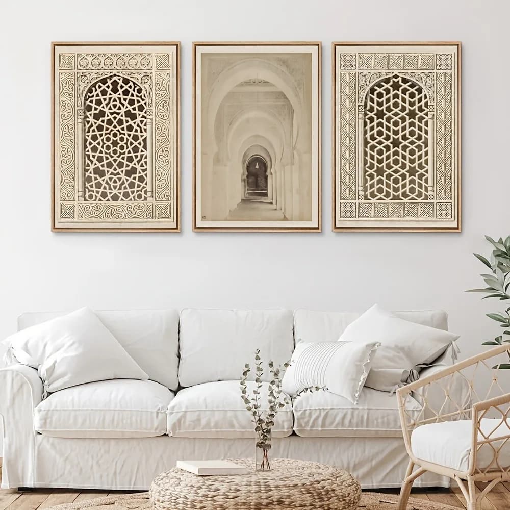 3pcs Frameless Islamic Calligraphy Wall,Canvas Prints with Spiritual Patterns,Arabic Art Design,Perfect Holiday Gifts,Wall Decor - 4