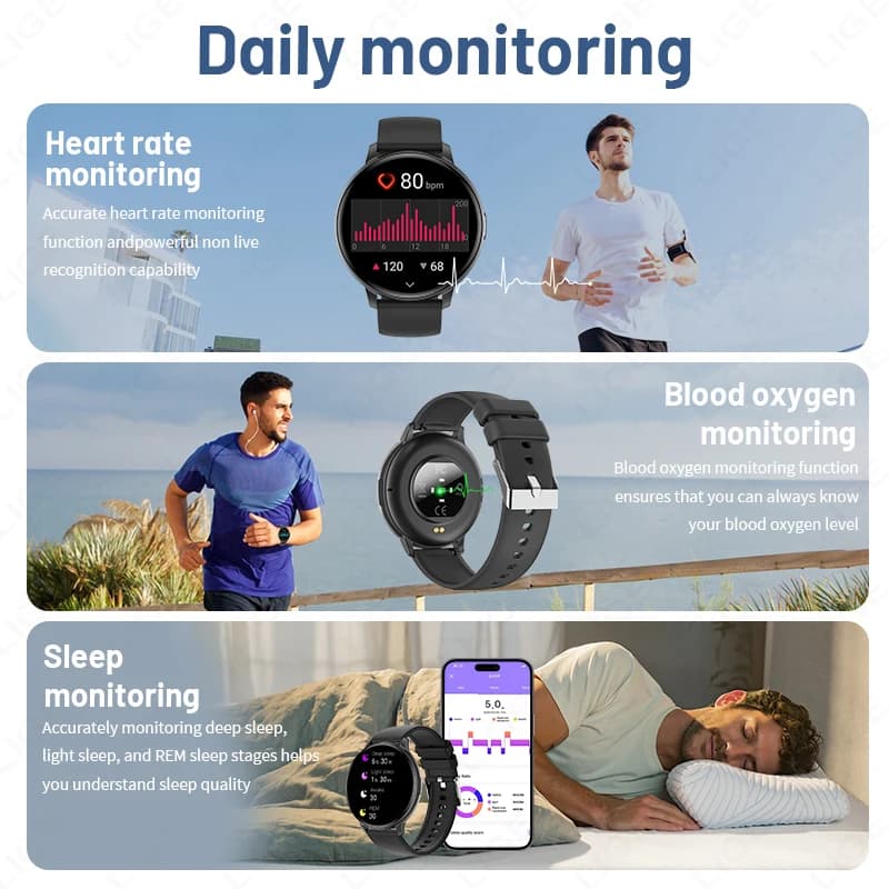 LIGE Smart Watch Men Women Bluetooth Call Heart Rate Health Monitor 1.38inch HD Screen Fashion Sports Men Smartwatch Women  2026 - 6