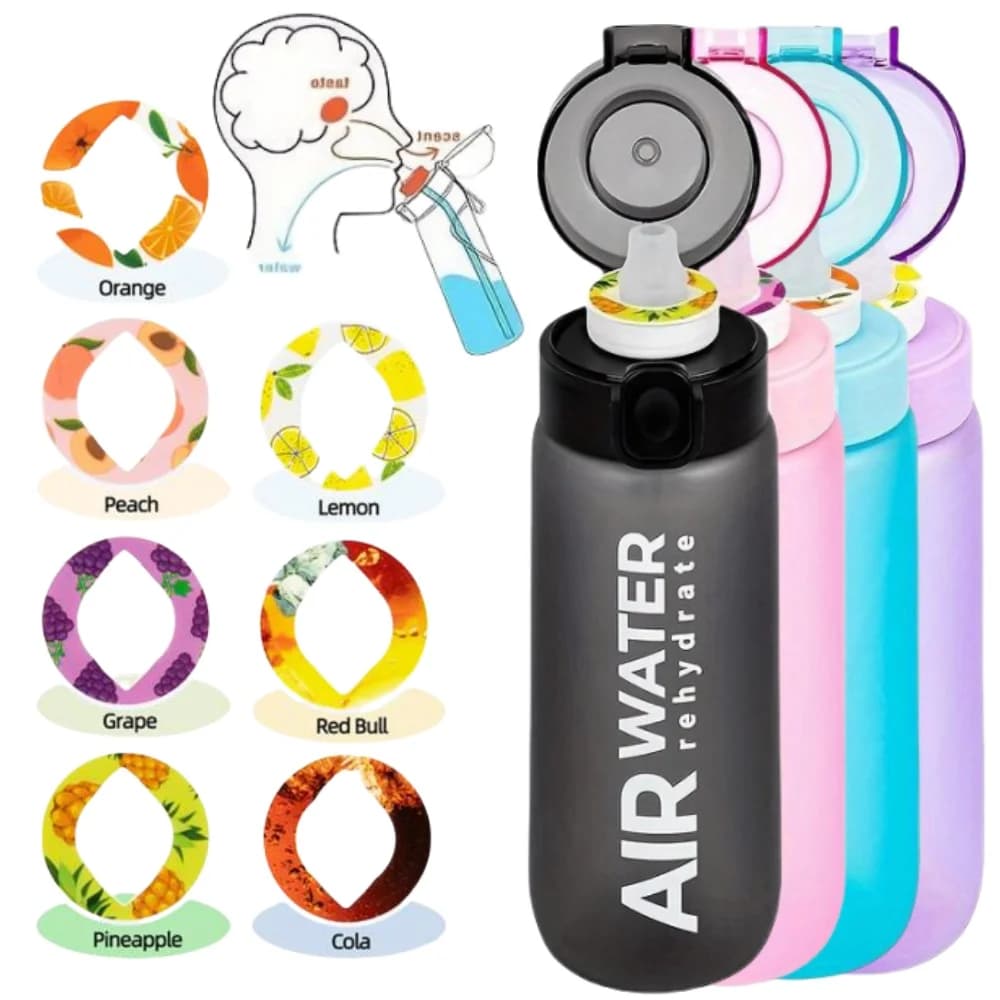 زجاجة مياه بنكهة الفاكهة بسعة 750 مل/25 أونصة، خالية من السكر والسعرات الحرارية، كوب شرب رياضي مع 7 كبسولات فواكه، مثالية للياقة البدنية والرياضات الخارجية