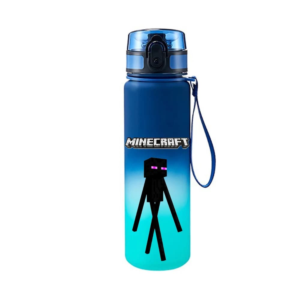 650ML Game MC Pixel Style Water Blue Bottle Portable Water Cup Large Capacity Sports Outdoor Plastic Leak-Proof Water Bottle - 6