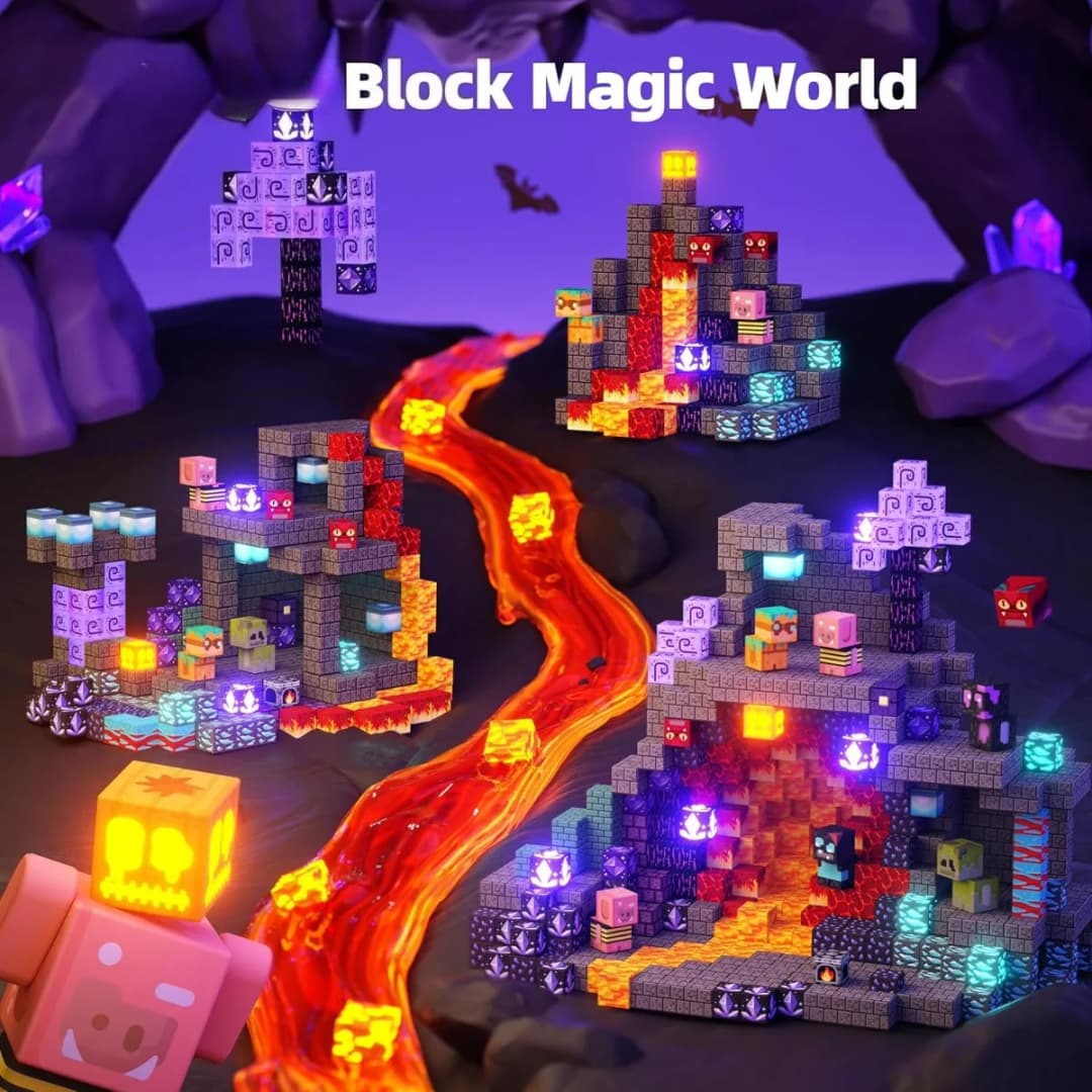 اللبنات المغناطيسية الألغام العالم المغناطيسي الكهف العالم الطوب مكعب مجموعة ألعاب الجذعية الحسية 2025 أفضل هدية لصبي فتاة الأطفال - 3
