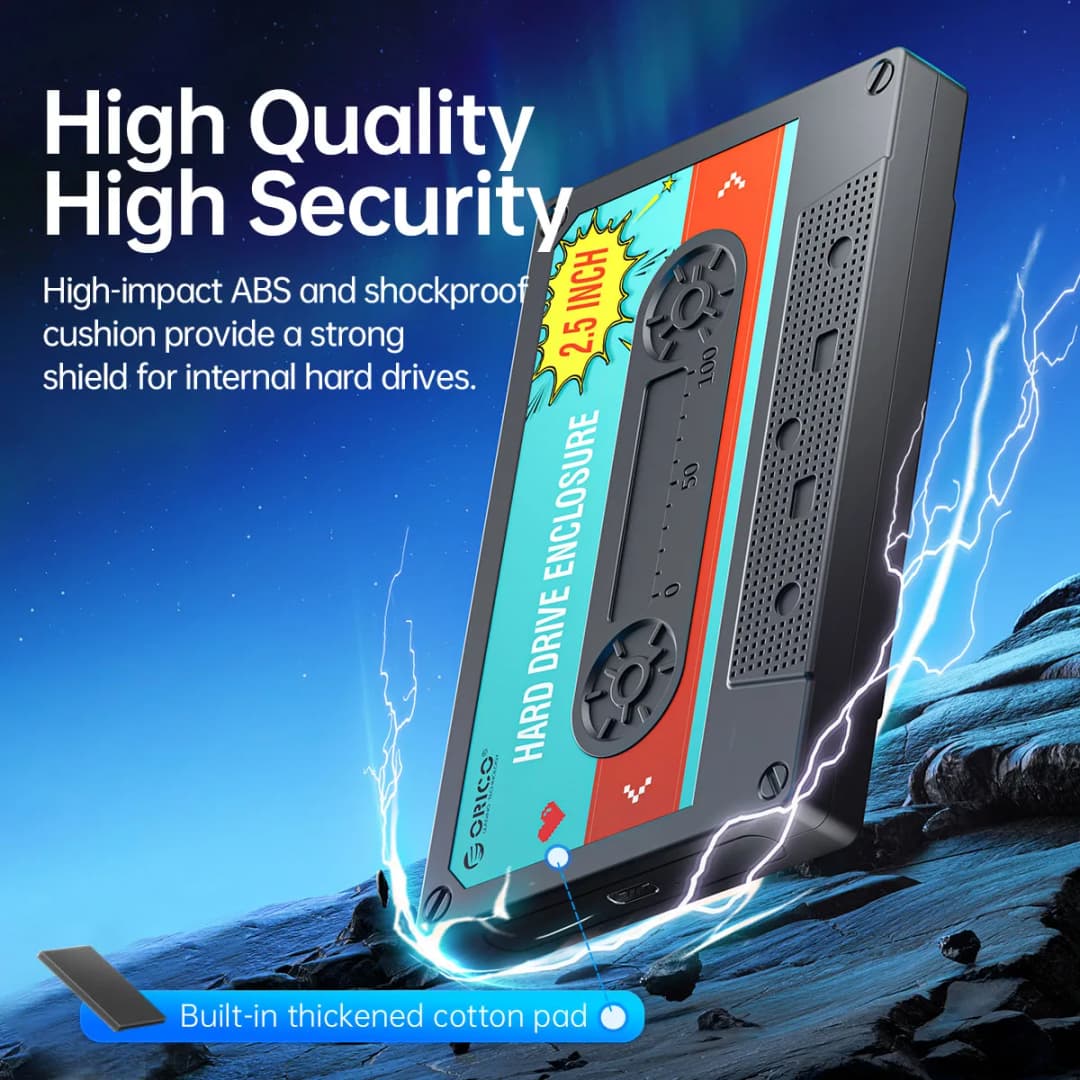 علبة ORICO خارجية لقرص صلب 2.5 بوصة، SATA إلى USB3.0، متوافقة مع أقراص SSD وHDD، مع منفذ Type C 3.0 - 6