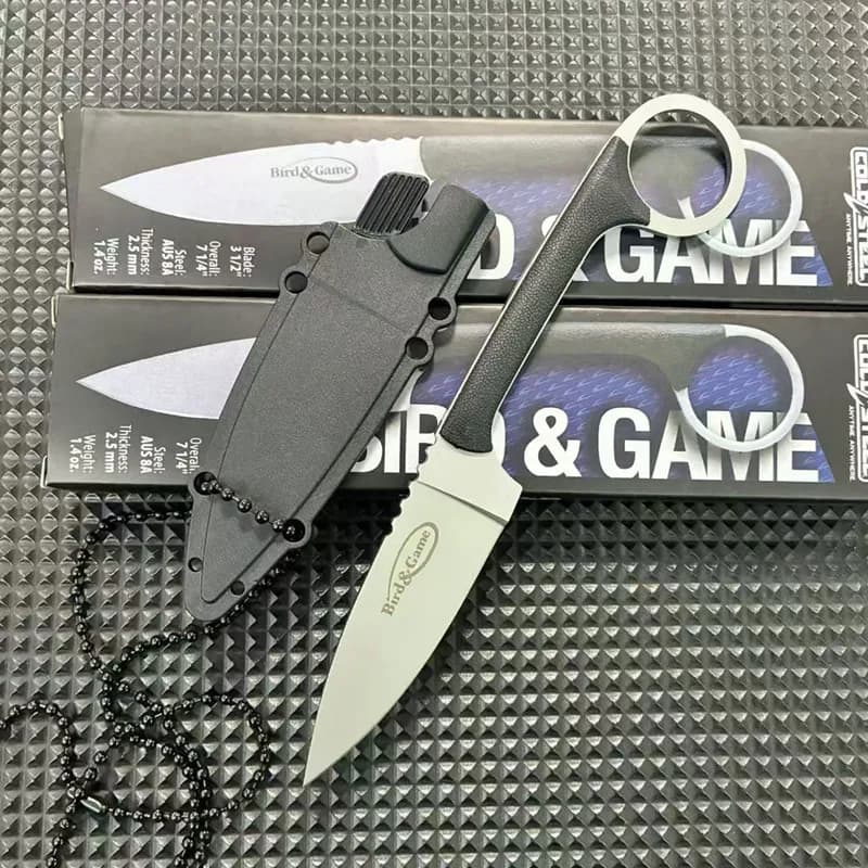 سكين مستقيم من الفولاذ البارد للخارج سكين مجال البقاء على قيد الحياة قطعة واحدة مع غمد K سكين صغير محمول سكين فاكهة حاد - 4