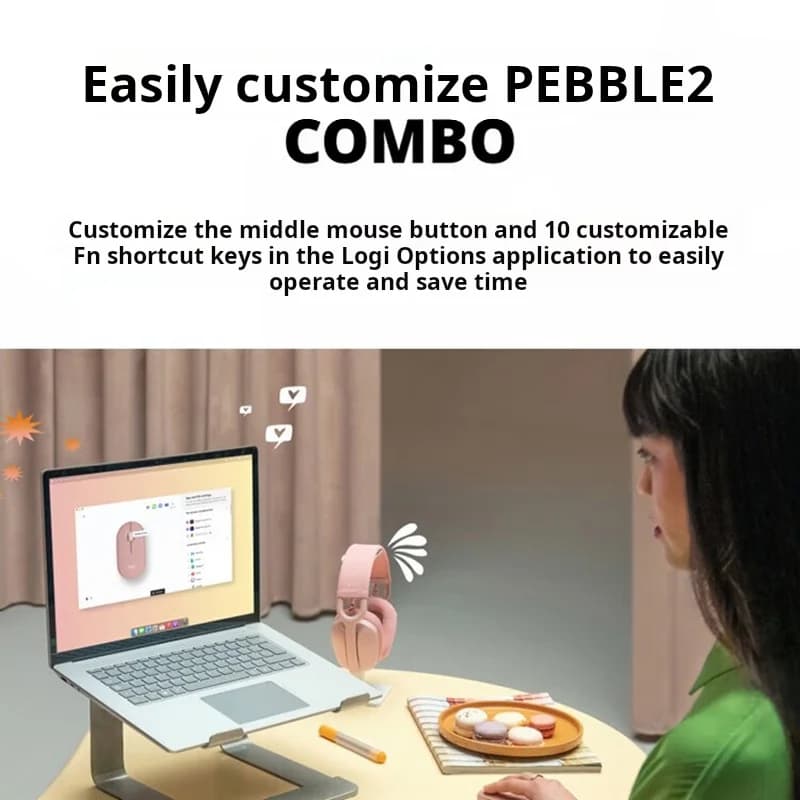 Logitech Original PEBBLE 2 COMBO Wireless Keyboard Mouse Combo K380 Bluetooth Ultra-thin Portable Office Set - 3
