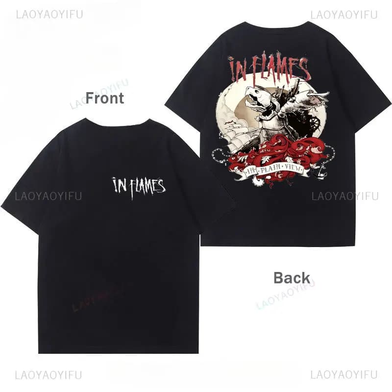Camiseta in Flames Nothing But Pain Official Tee Anders Fridén Heavy Metal Band Music Printed T-Shirt  Mens Vintage Classic Top - 4