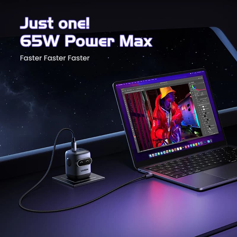 【US Plug】UGREEN 65W 30W GaN Charger Robot Design QC4.0 3.0 PPS for iPhone 17 16 15 Pro Macbook Laptops Tablet PD3.0 Fast Charg - 3