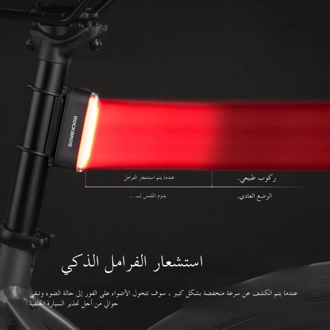 ضوء خلفي مغناطيسي للدراجات ROCKBROS نوع C 7 أوضاع ضوء خلفي للدراجات قابل لإعادة الشحن LED للركوب الليلي مستشعر فرامل ذكي - 3